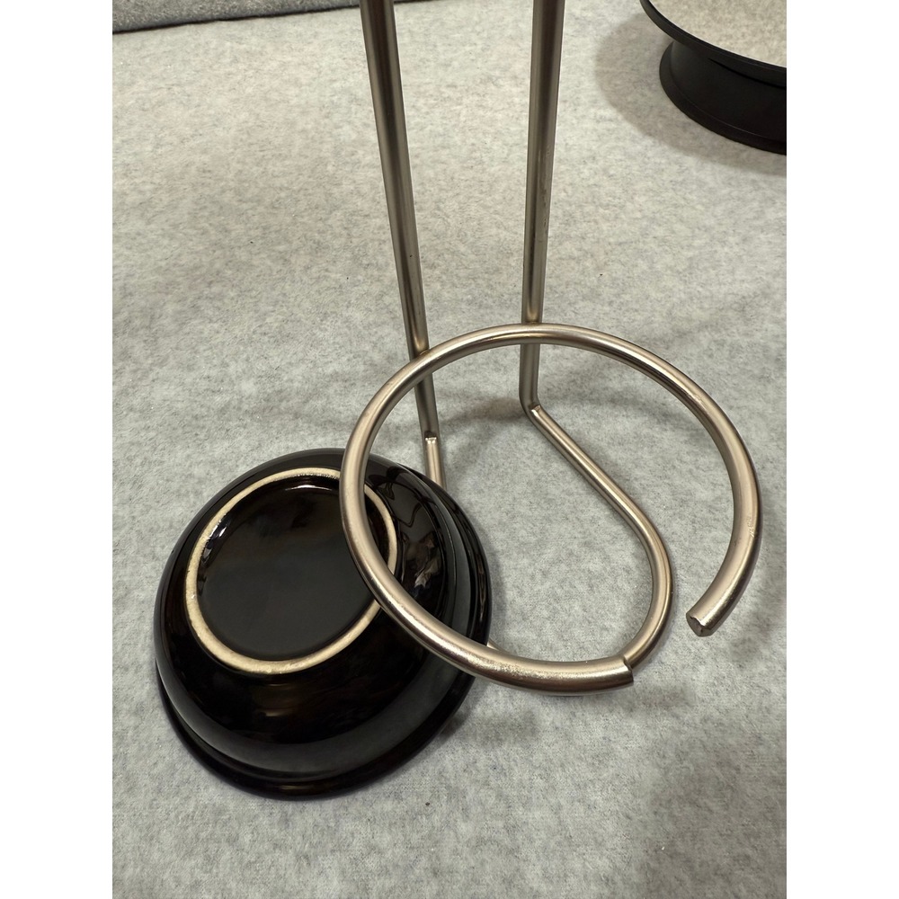 Black Ceramic Spoon Holder w Metal Stand Kitchen Utensil Rest Countertop‎ - Picture 9 of 12